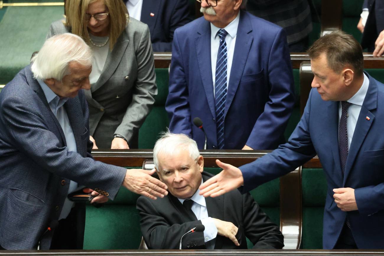 Ryszard Terlecki, Jarosław Kaczyński, Mariusz Błaszczak.