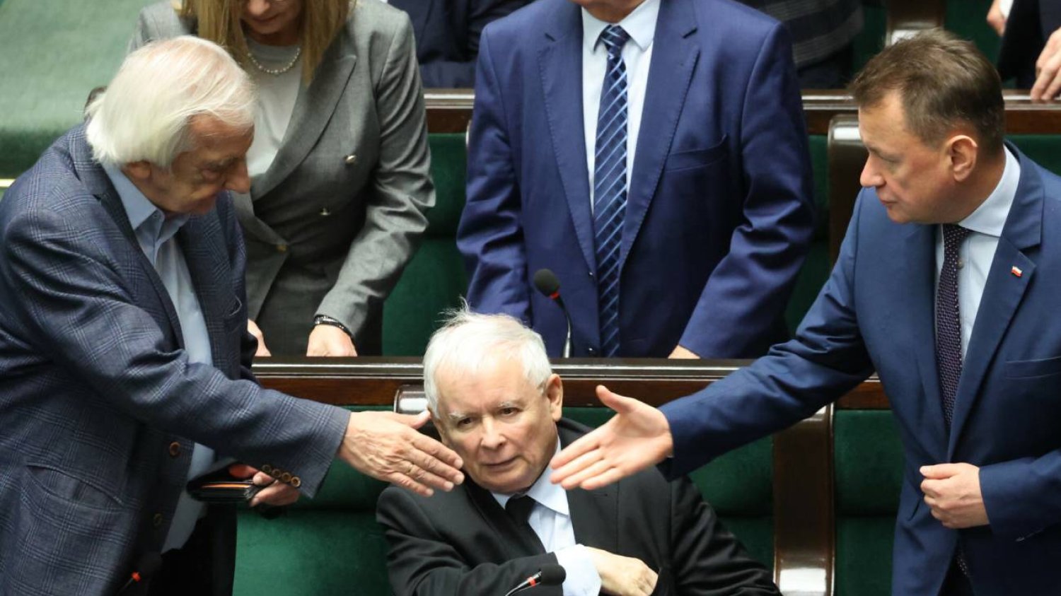 Ryszard Terlecki, Jarosław Kaczyński, Mariusz Błaszczak.