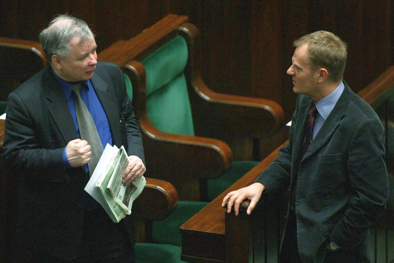 Jarosław Kaczyński i Donald Tusk w roku 2005