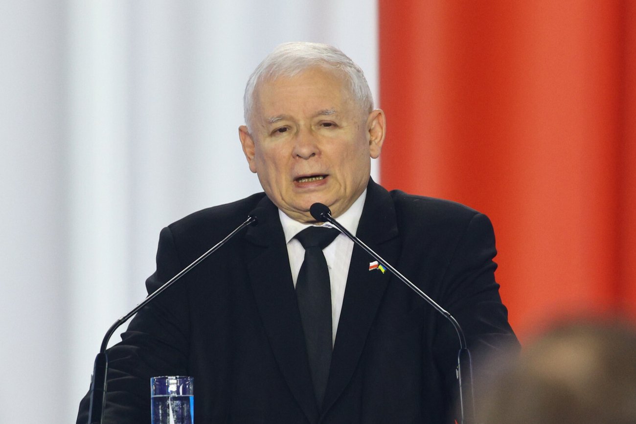 Jarosław Kaczyński na konwencji PiS w Markach.