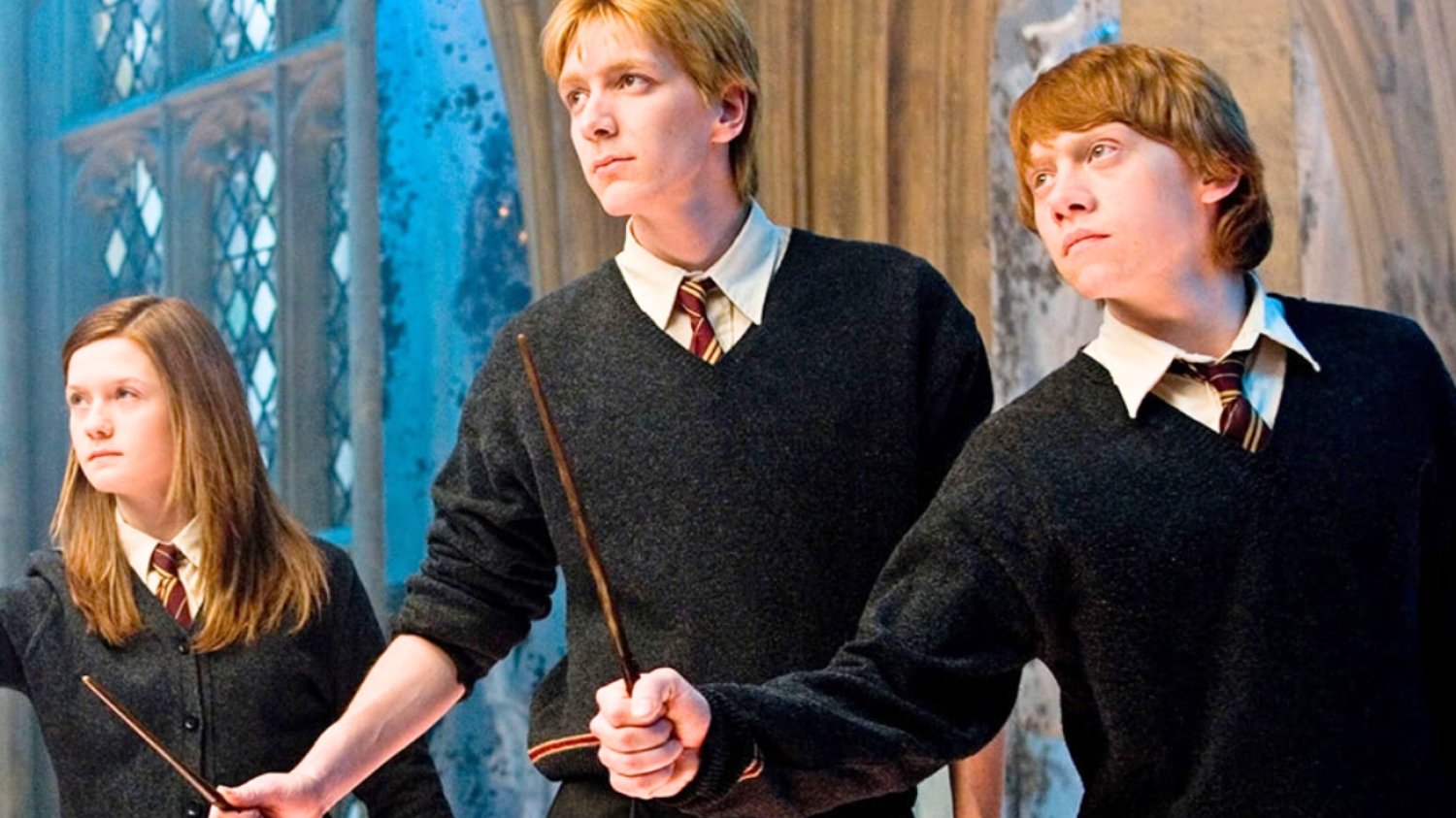 Rodzeństwo Rona Weasleya w serialu "Harry Potter". Pokazano wspólne zdjęcie