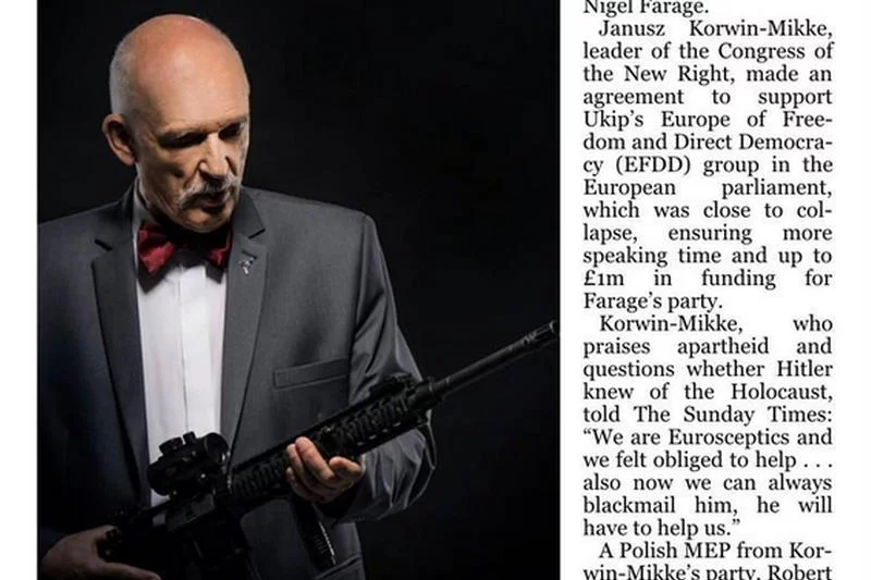 "Sunday Times": Korwin-Mikke może szantażować Farage'a. KNP ratuje frakcję eurosceptyków przed rozpadem