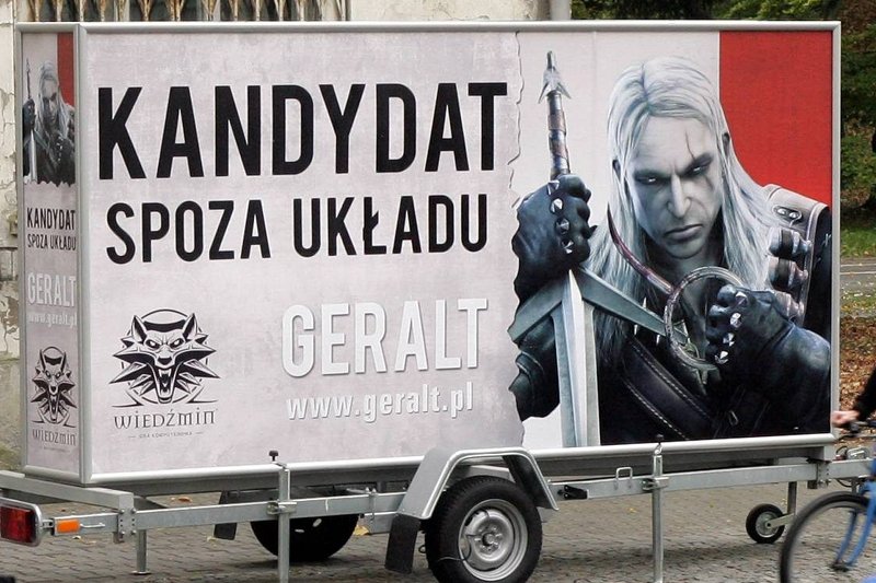 Październik 2007, plakat reklamowy wywieszony podczas kampanii wyborczej przed wyborami parlamentarnymi.