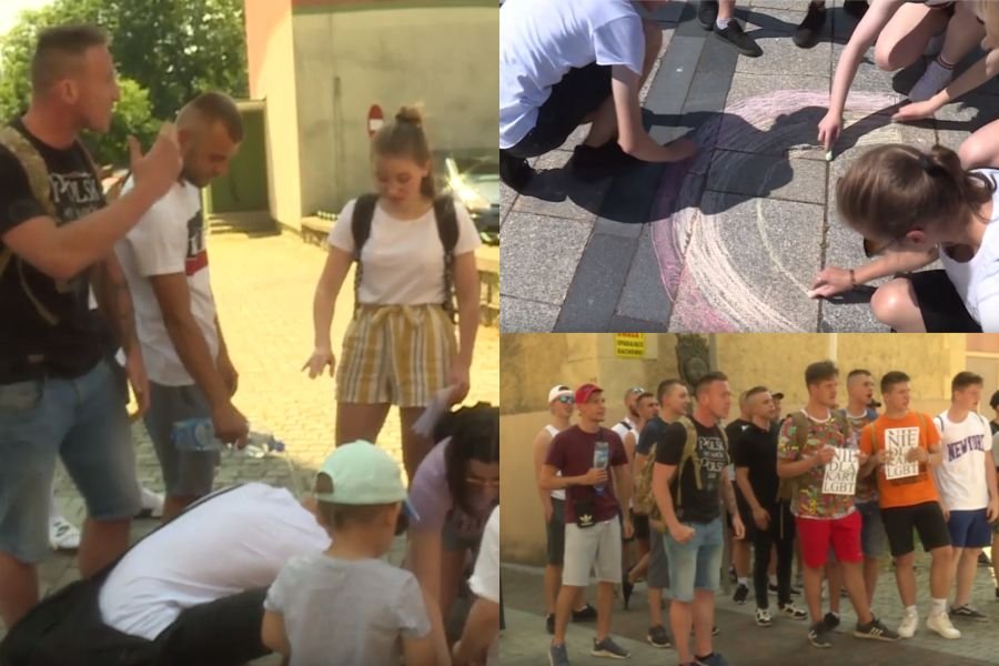 Akcja rysowania tęczy została przerwana przez grupkę przeciwników LGBT