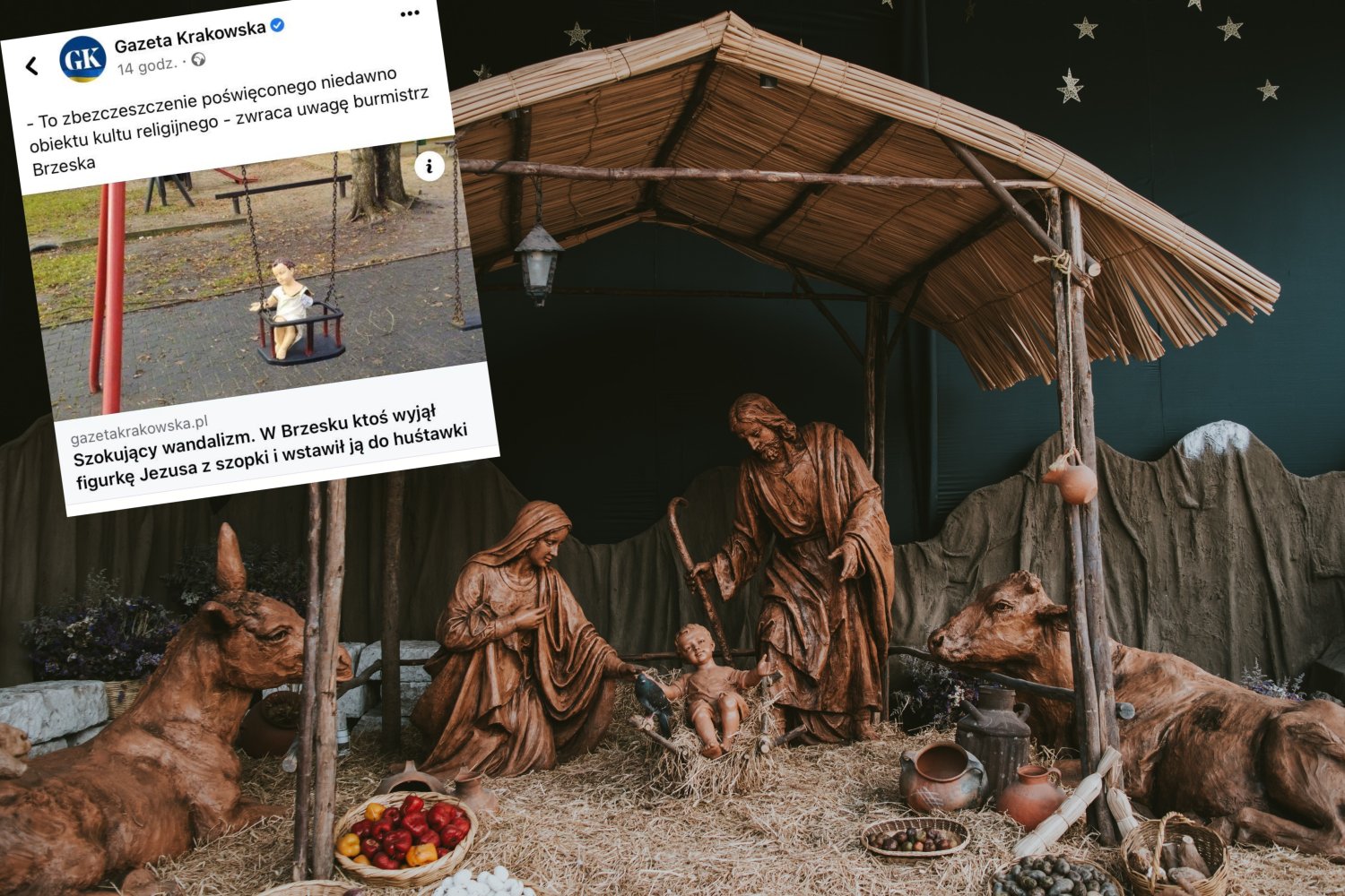 W Brzesku zniszczono bożonarodzeniową szopkę.