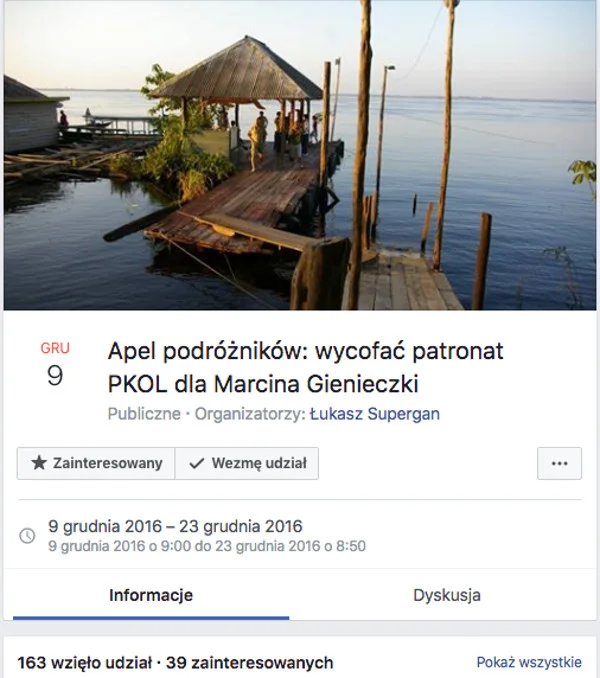 Apel grupy podróżników do PKOl o odebranie patronatu nad wyprawą Marcina Gienieczki na Biegun Południowy.