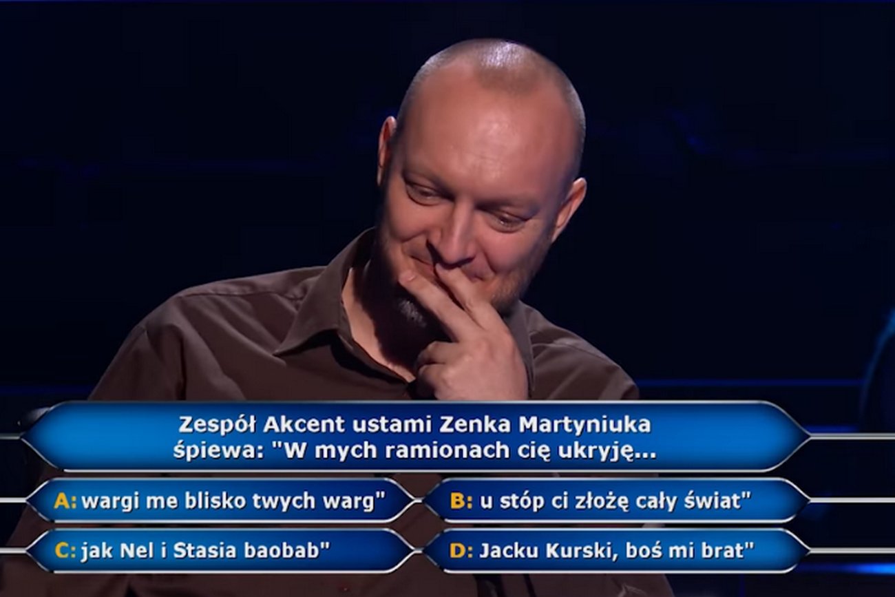 Zenon Martyniuk i Jacek Kurski w pytaniu w "Milionerach".