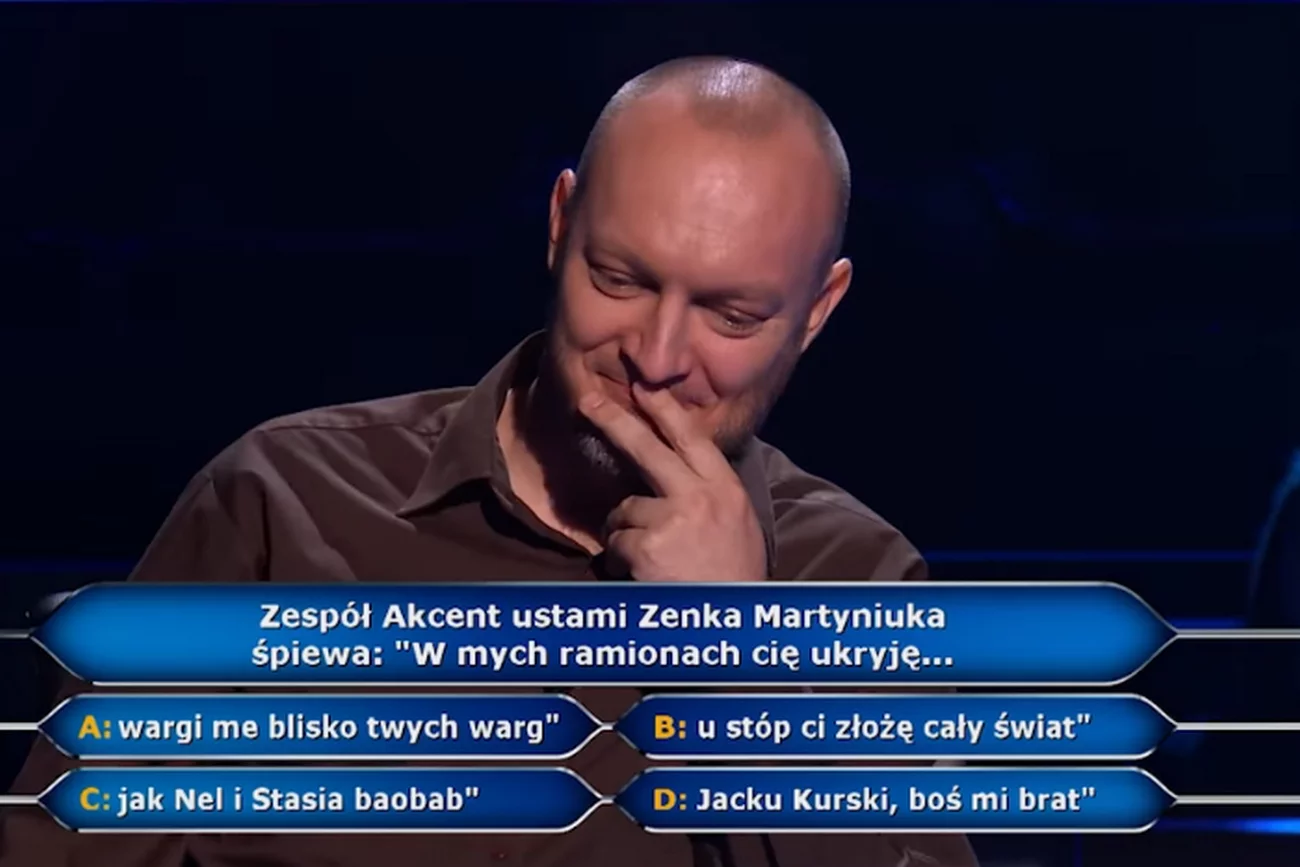 Zenon Martyniuk i Jacek Kurski w pytaniu w "Milionerach".