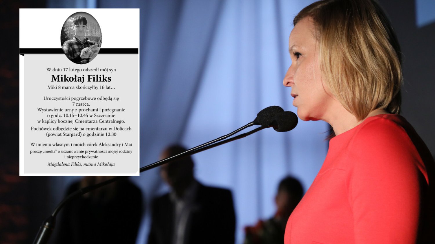 Posłanka Magdalena Filiks poinformowała o śmierci syna 3 marca.