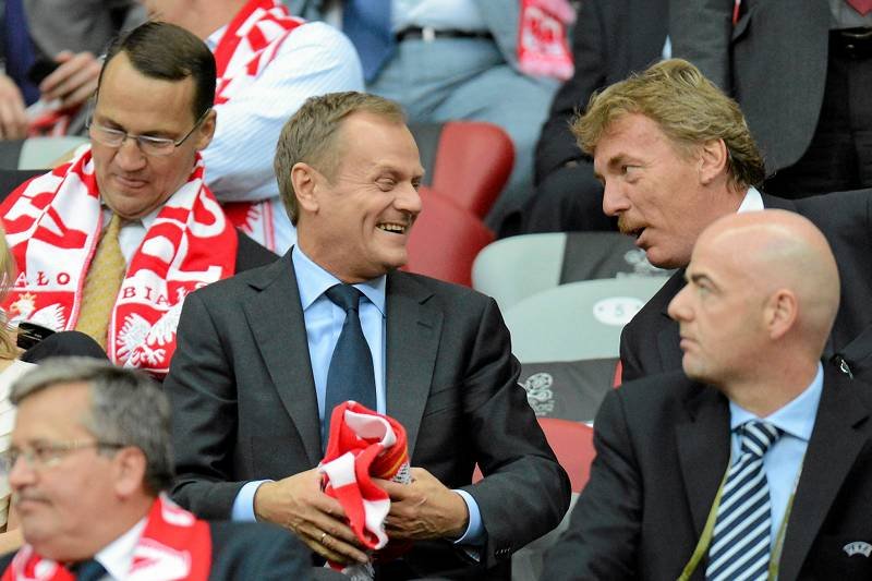 Donald Tusk na meczu Polska - Rosja