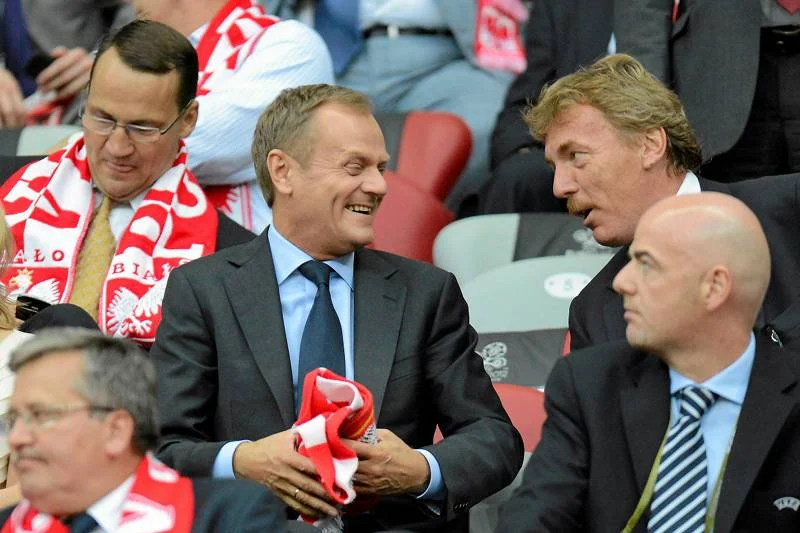 Donald Tusk na meczu Polska - Rosja