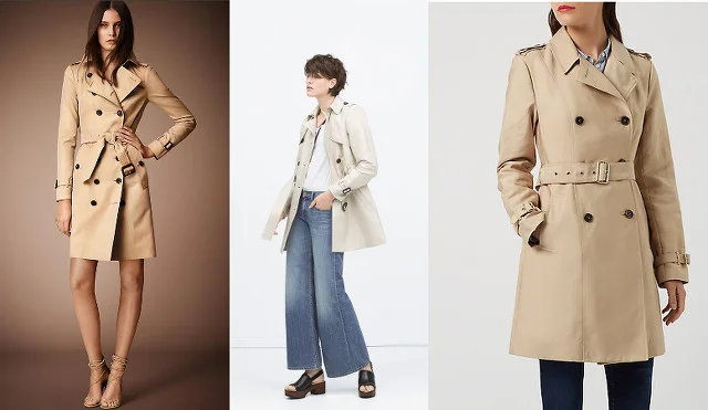Burberry - 1895 USD, Zara - 399 PLN, New Look - 49.99 GBP.