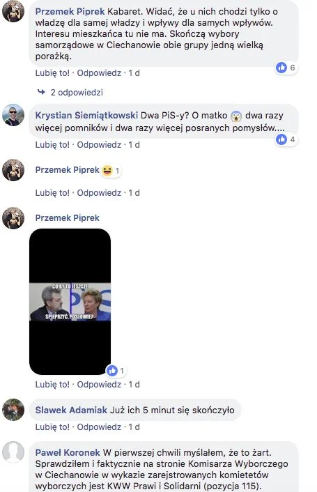Mieszkańcy Ciechanowa komentują konflikt w miejscowym PiS