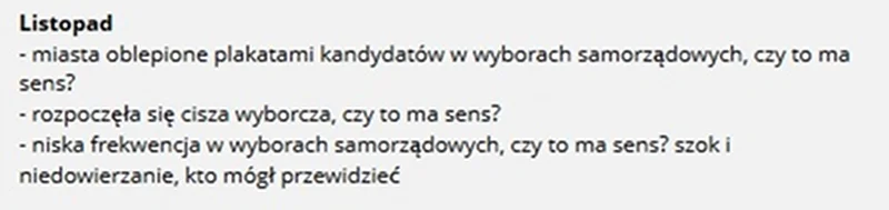 Główne tematy mediów w listopadzie 2014 r.