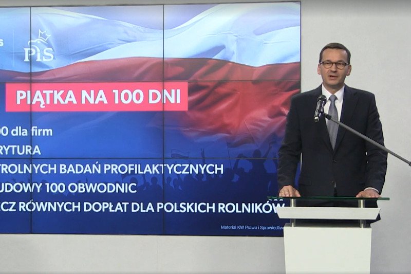 Premier Morawiecki ogłosił w poniedziałek główne założenia programu "Piątka na 100 dni".
