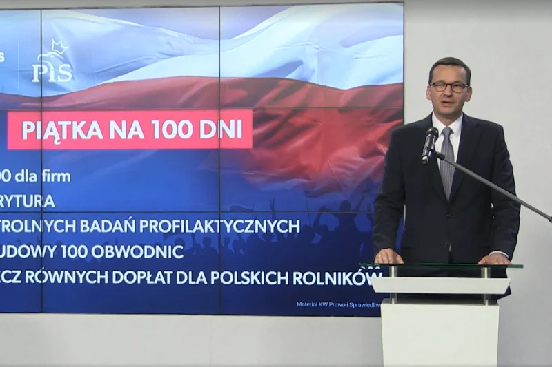 Premier Morawiecki ogłosił w poniedziałek główne założenia programu "Piątka na 100 dni".
