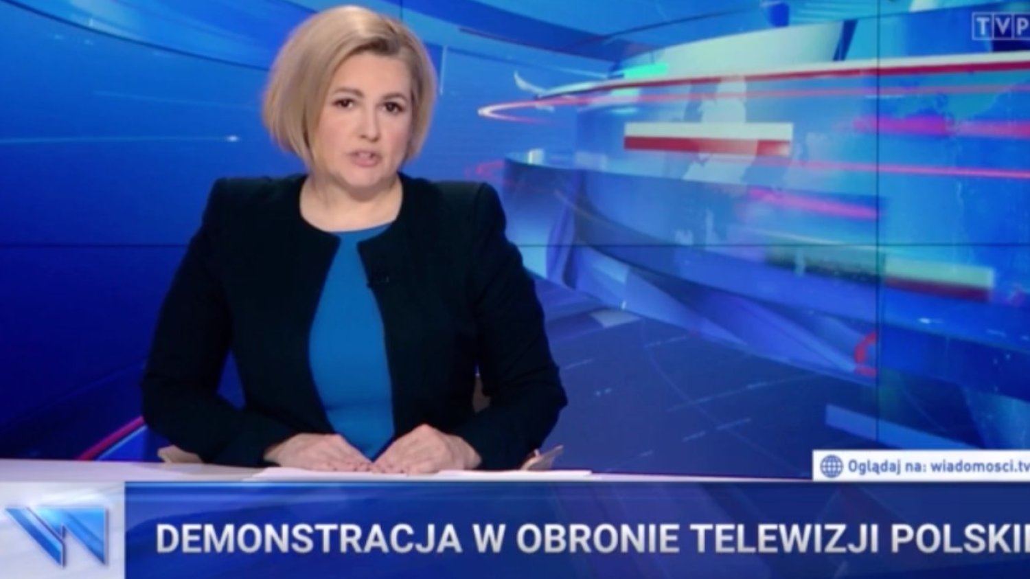 "Wiadomości" pokazały protest "w obronie TVP"