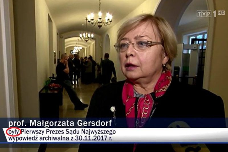 Materiał "Wiadomości" TVP błędnie przedstawił prof. Małgorzatę Gersdorf.