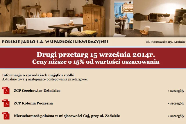 Syndyk wyprzedaje majątek  firmy, która pogrążył kredyt we franku szwajcarskim.  W osobnej licytacji sprzedawał nawet używane sztućce i lodówki.