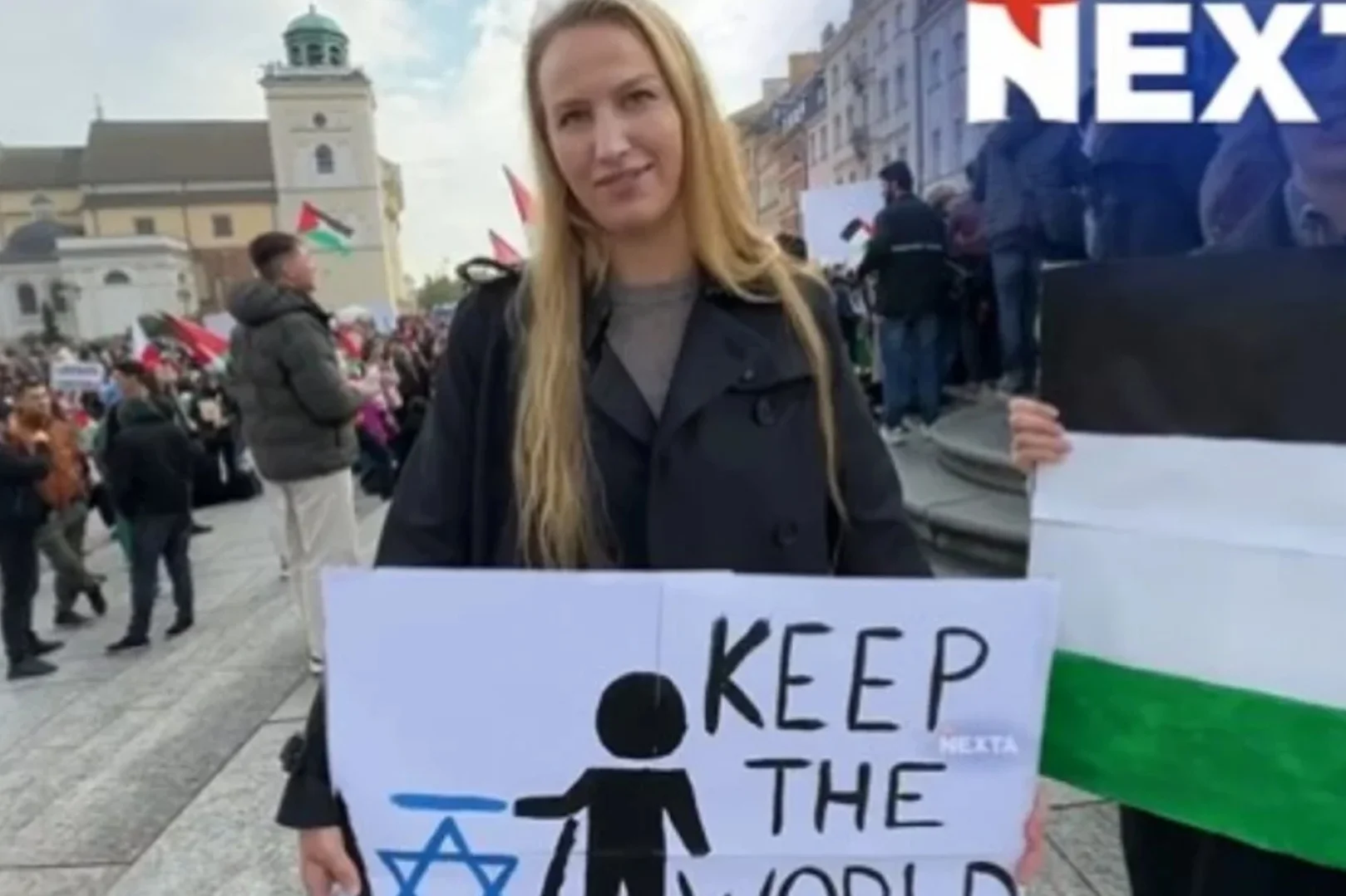 Norweżka z antysemickim banerem w Warszawie. WUM podjął decyzję.