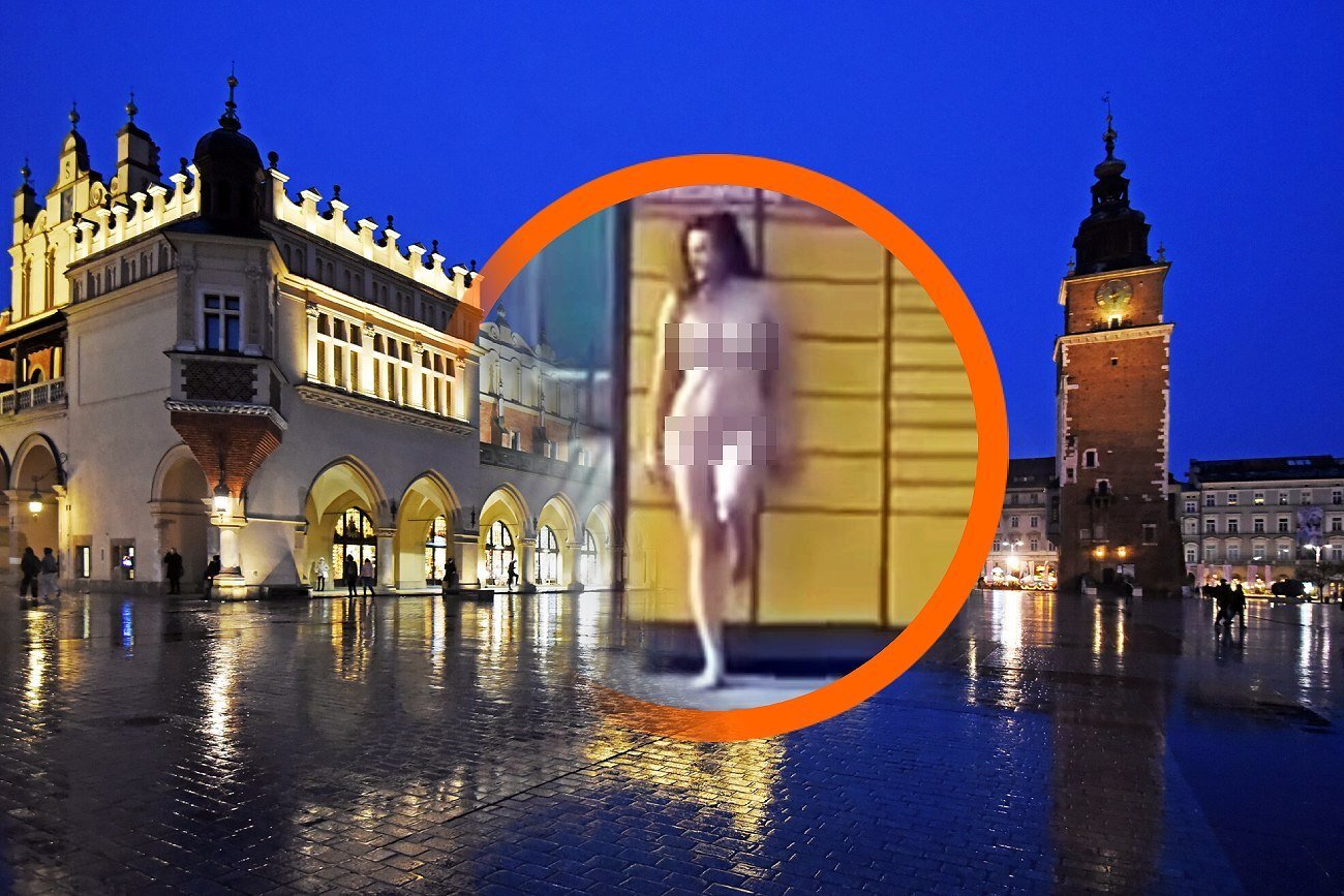 Naga sesja zdjęciowa w Krakowie. Wszystko zarejestrowały kamery