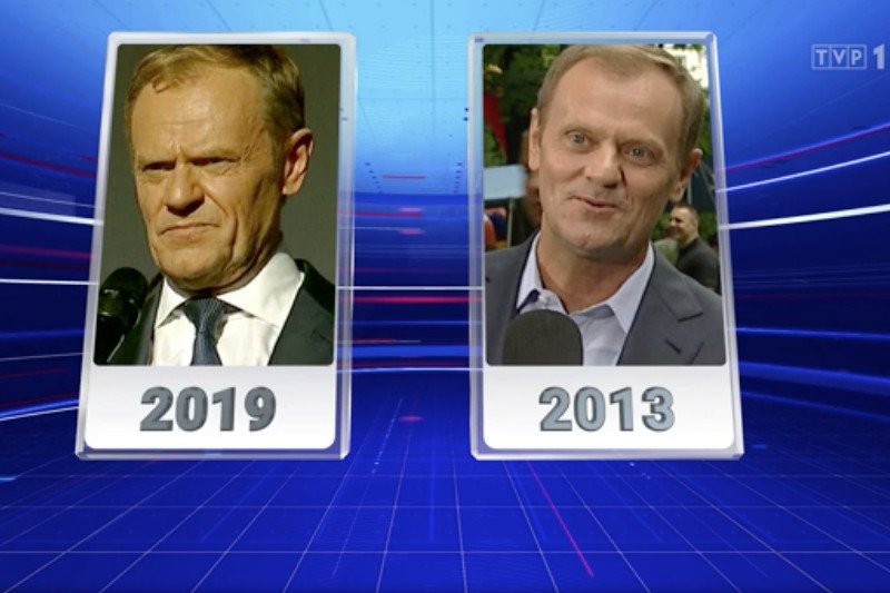 W "Wiadomościach" TVP porównano zdjęcia Tuska z 2013 i 2019 r. i na tej podstawie wyciągnięto wnioski.