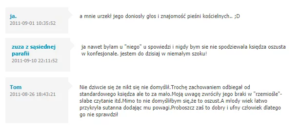 W internecie można znaleźć wspomnienia księdza Patryka