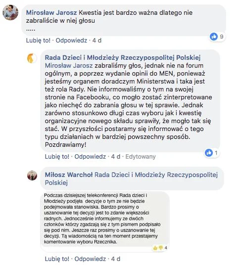 Rada Dzieci i Młodzieży RP zapewnia, że przekazała MEN opinię ws. kandydata na RPD. Z wcześniejszej dyskusji wynikało, że rada w ogóle nie przewidywała wydawania jakiejkolwiek opinii w tej sprawie.