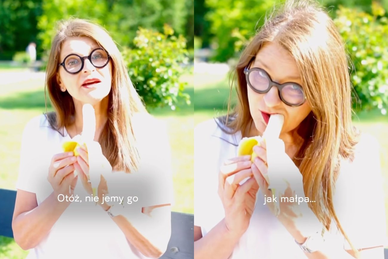 Irena Kamińska-Radomska uczy, jak jeść banany. "Nie jemy jak małpa"