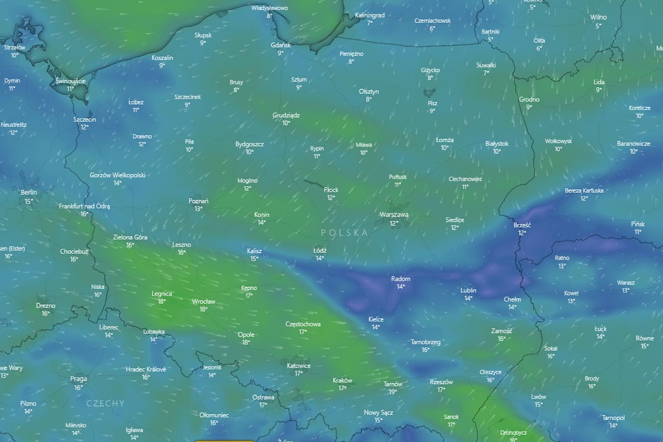 Prognoza pogody. Od 16 maja w całym kraju możemy spodziewać się napływu powietrza bardzo chłodnego i przymrozków.