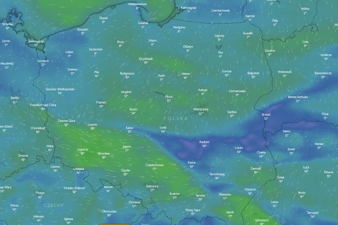 Prognoza pogody. Od 16 maja w całym kraju możemy spodziewać się napływu powietrza bardzo chłodnego i przymrozków.