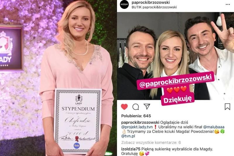 Sukienkę na finał dla Magdaleny Lubacz zaprojektował duet Paprocki i Brzozowski. Teraz została wystawiona na aukcję, jej aktualna cena to 910 złotych
