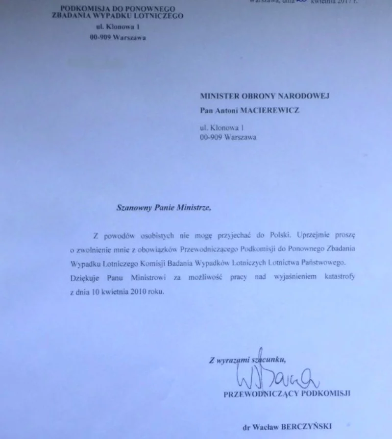 Rezygnuje z powodów osobistych.