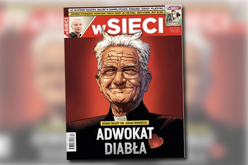 Tygodnik "wSieci" publikuje karykaturę ks. Adama Bonieckiego. Socjolog religii: Mało chrześcijańska dziecinada.