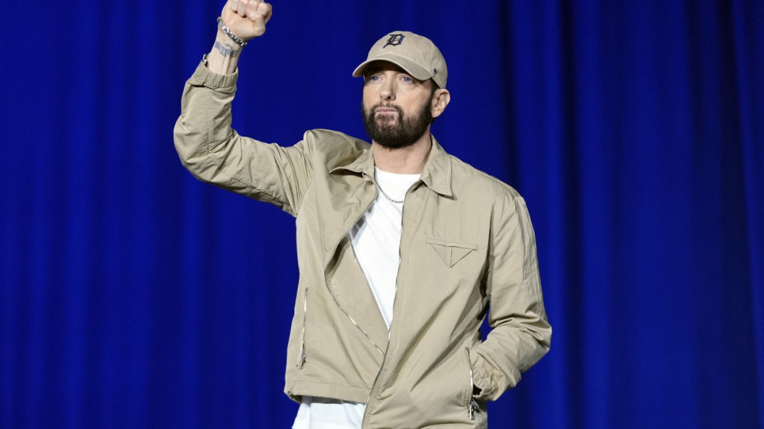 Eminem na wiecu zachęcał do pójścia na wybory.