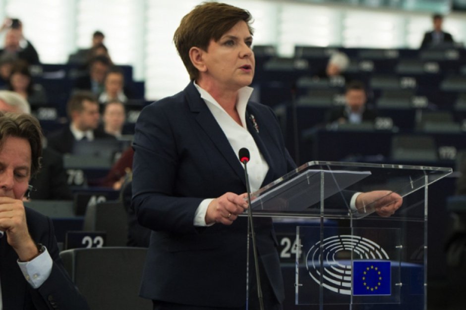 Premier B. Szydło zapewniająca w PE, że demokracja w Polsce ma się dobrze. 19 stycznia 2016 r.