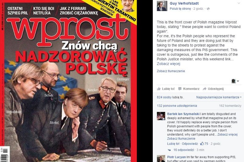 Unijny polityk jest oburzony okładką.