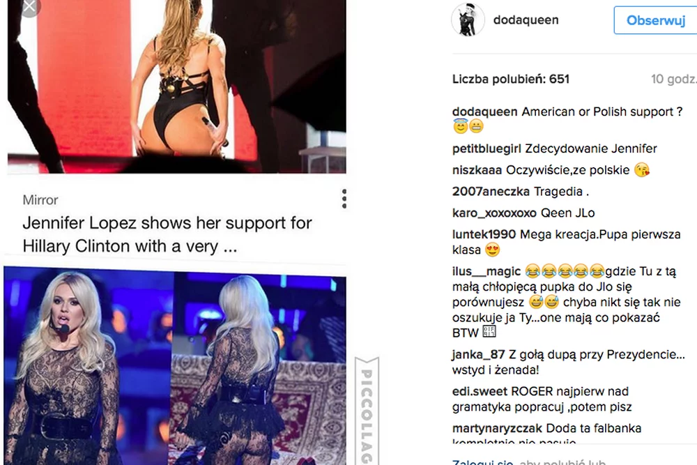 Doda twierdzi, że inspirowała się
Jennifer Lopez.