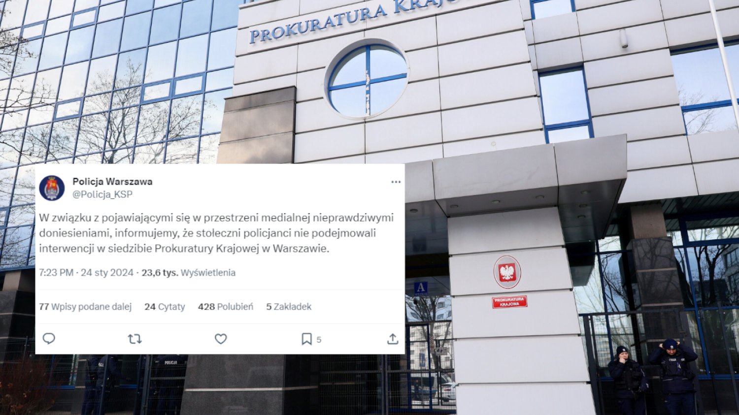 Bodnar i Bilewicz w obstawie policji weszli do Prokuratury? Stołeczna Policja dementuje doniesienia