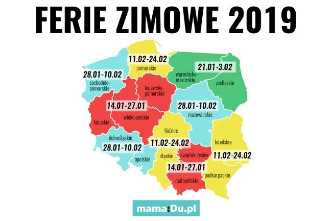 Kiedy ferie zimowe w 2019 r.?