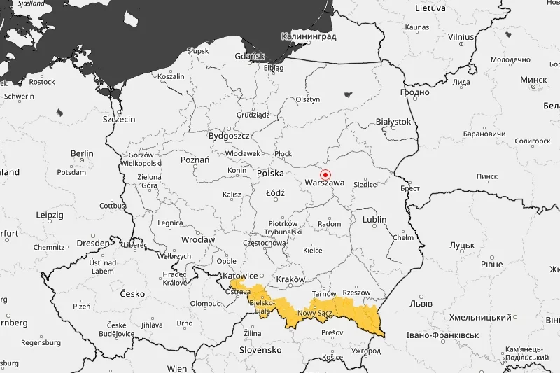 Alerty pierwszego stopnia dla trzech województw. [MAPA]