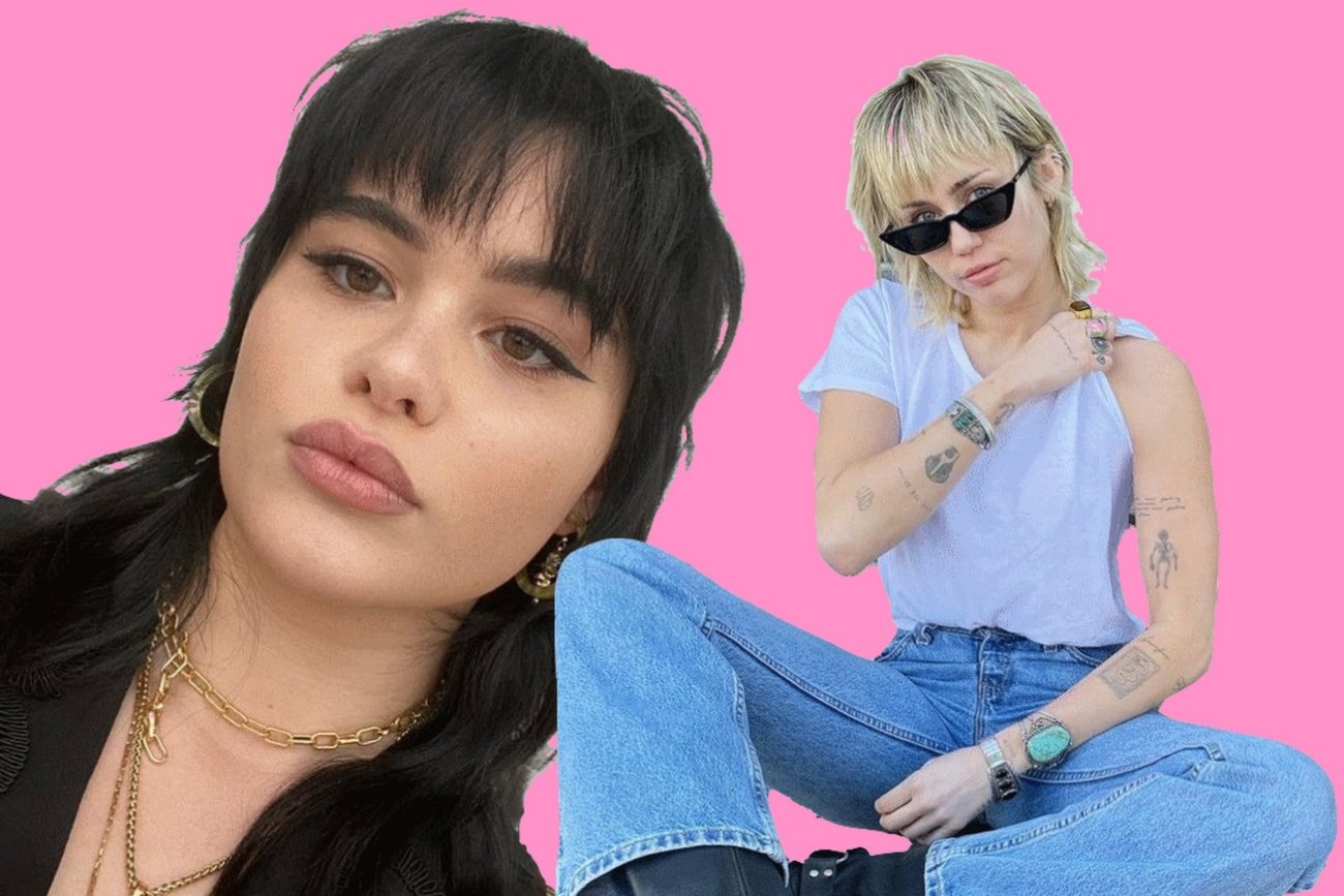 Barbie Ferreira i Miley Cyrus w fryzurze mullet.