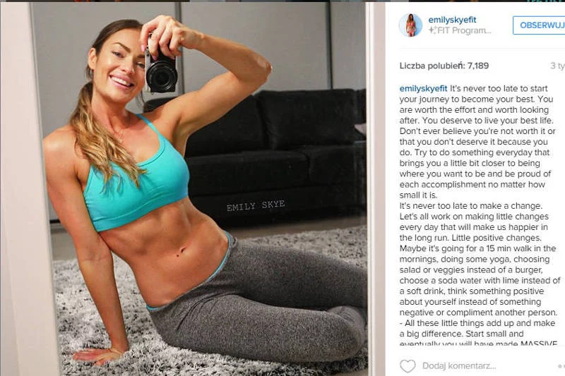 Emily przepiękne ciało zawdzięcza twardym treningom. Ale możemy je przetestować na własnej skórze dzięki jej filmikom