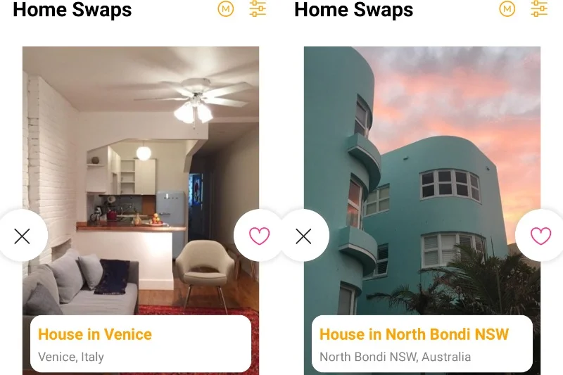 Holidaj Swap działa na tych samych prostych zasadach, co popularny Tinder - przesunięcie obrazka w prawo oznacza zainteresowanie obiektem, w lewo - jego brak