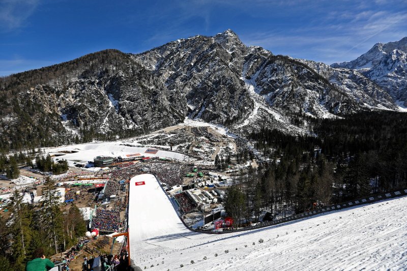 Tak wygląda z góry obiekt mamuci w Planicy, słynna skocznia Letalnica