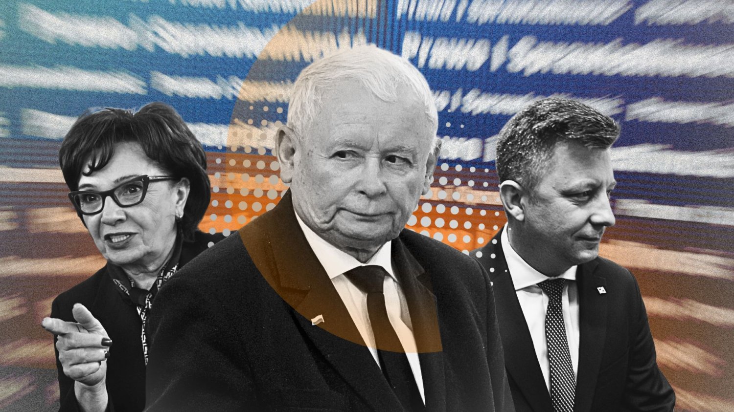 Jarosław Kaczyński. Po lewej Elżbieta Witek, po prawej Michał Dworczyk.