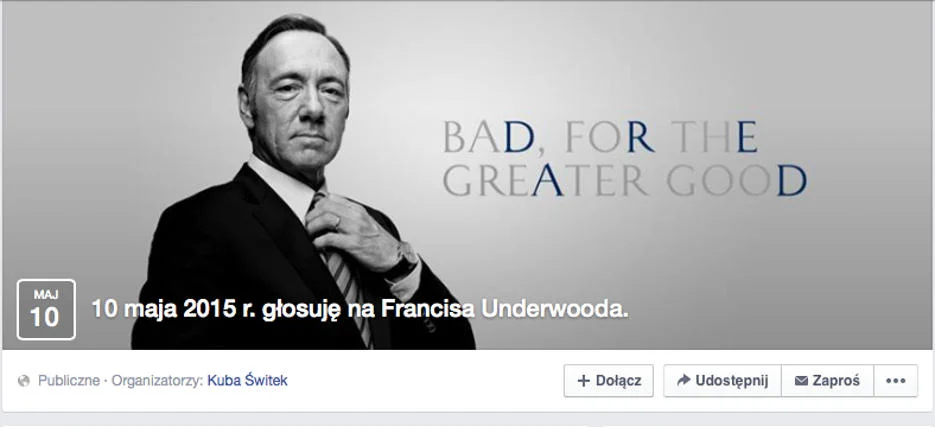 Niektórzy chcą głosować na bohatera serialu "House of cards"