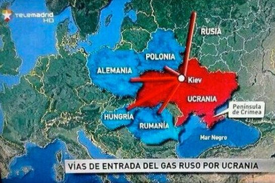 Taką mapę zademonstrowała widzom hiszpańska stacja Telemadrid.