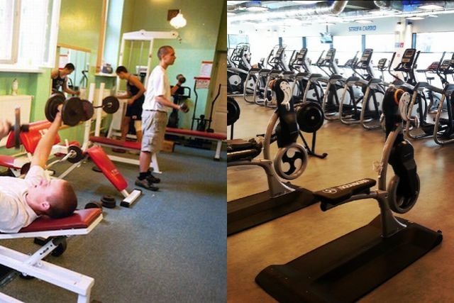 Po lewej: siłownia w 2000 roku. Po prawej: Nowa miejska siłownia CityFit.
