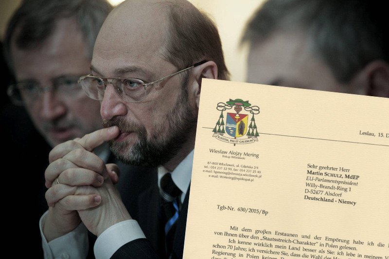 Biskup Mering wystosował mocny list do przewodniczącego PE. Nie podoba mu się ocena Martina Schulza, jakoby w Polsce odbywał się "zamach stanu".